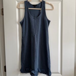 Blue Sleeveless Ruffle Hem Dress
